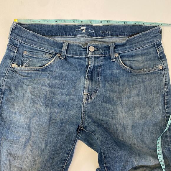 7FAMK Austyn Relaxed Fit Distressed Straight Leg Men’s Jeans Sz 33 Cotton - Picture 11 of 16